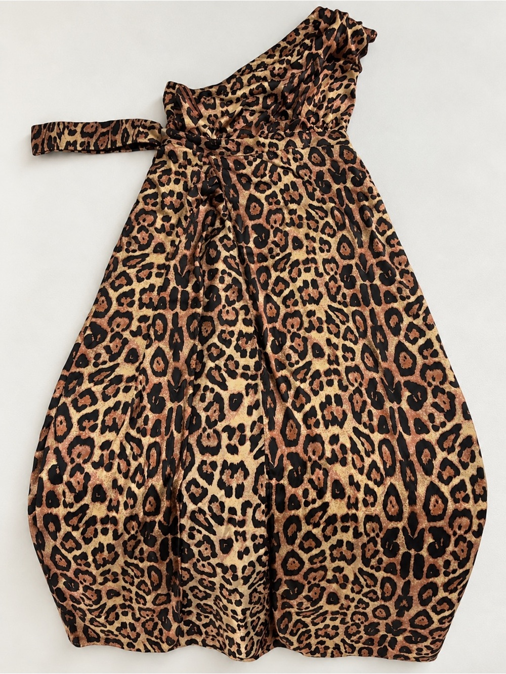 Fashion Nova One-Shoulder Leopard Print Dress - Tan/Brown/Black